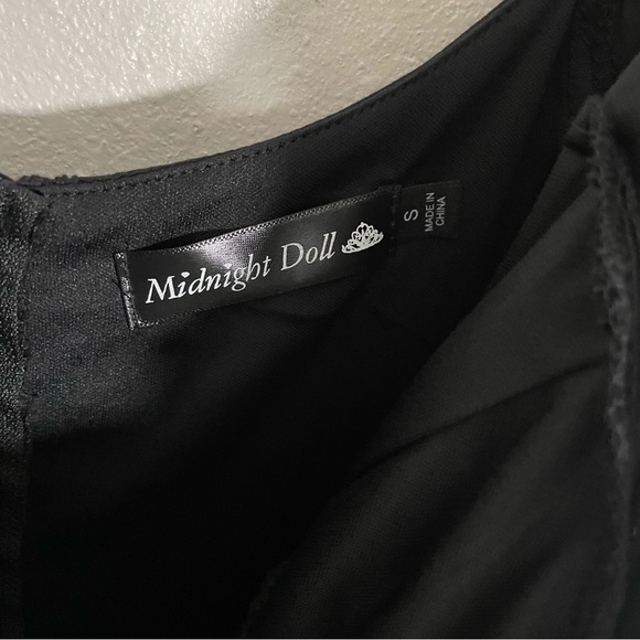 NEW Midnight Doll Sweetheart Neck Emb Lawn Tiered Ruffle Dress Zip Black Size S - Picture 4 of 9